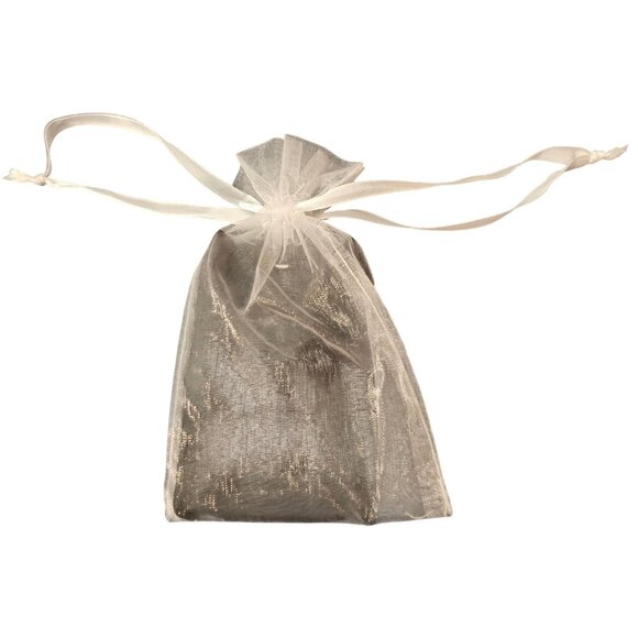 Gold Compact Mirror With Rhinestone Trim & Organza Bag For Purse Or Travel - Picture 3 of 7